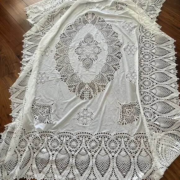 Lace Tablecloth Rectangle Home Party Dining Table Cover White 70"x52.5" - Picture 1 of 9